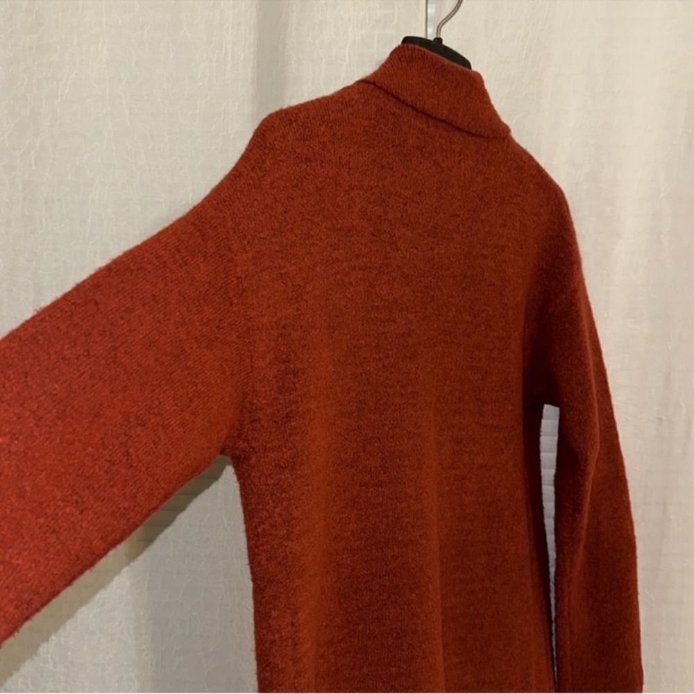 F21 S Oversized Rust Tomato Red Open Front Collar… - image 7
